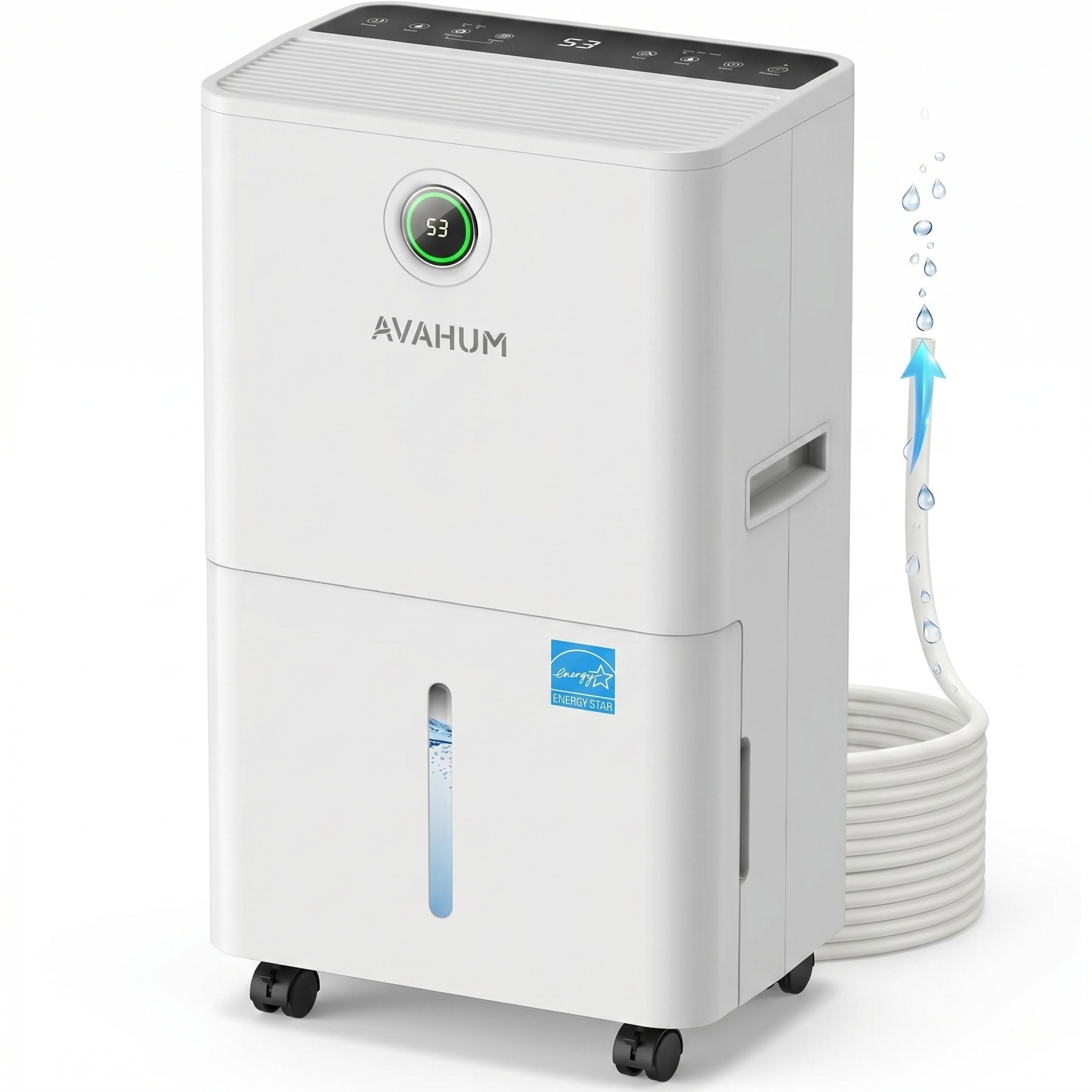 EdenDirect Commercial Dehumidifier with Pump — 150 Pt. Capacity, 7,000 Sq. Ft. Coverage, 3 Operating Modes, Auto Defrost, White, Model# NTE-AM150P